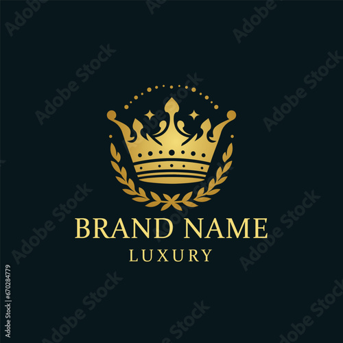Vector modern creative golden luxury crown concept logo design template 