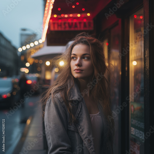 portrait of a woman in night city