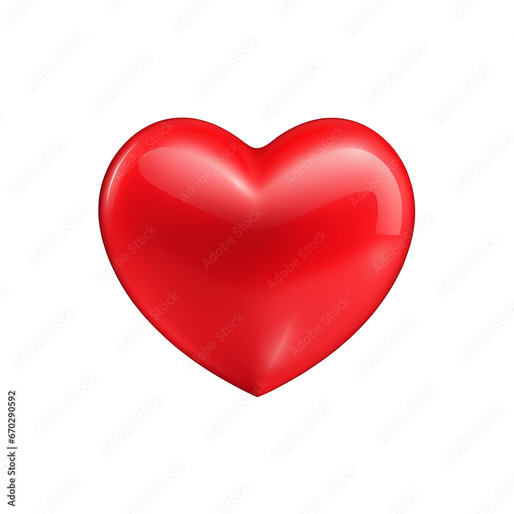 red heart 3D icon on transparent background PNG image