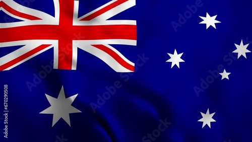 Australia National Flag Country Banner Waving 3D Loop Animation. High Quality 4K Resolution. photo