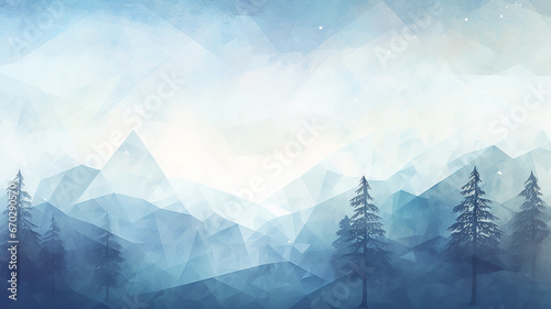 abstract winter landscape in the mountains minimalism style polygonal design, smooth background simple flat graphics photo