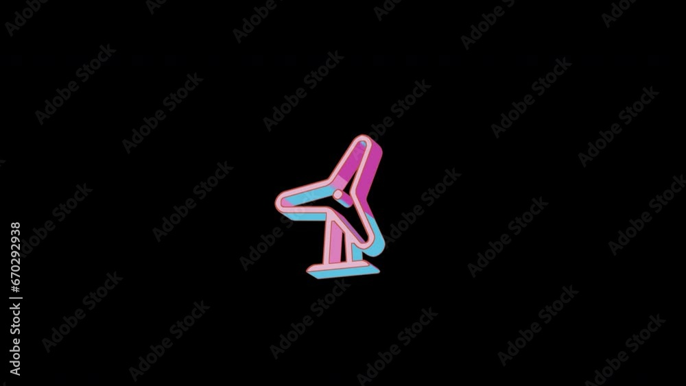 Bright wind turbine icon is jumping merrily. Retro style. Alpha channel black. Looped from frame 120 to 240, Alpha BW at the end Bright wind turbine icon is jumping merrily. Retro style. Alpha channel black. Looped from frame 120 to 240, Alpha BW at the end