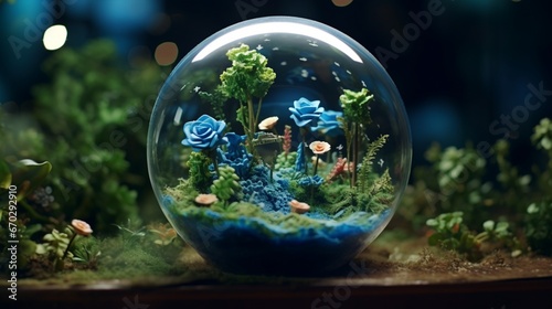 A Blue Moon Rose in a terrarium, creating a miniature world filled with magic and wonder.