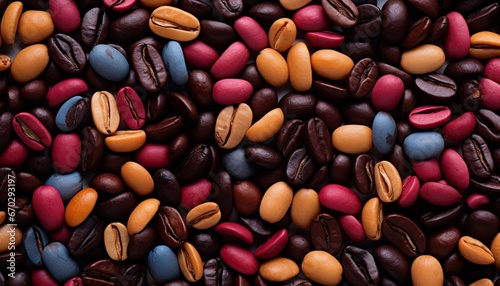 Illustration of Coffee Beans as a Textured Background © Supardi