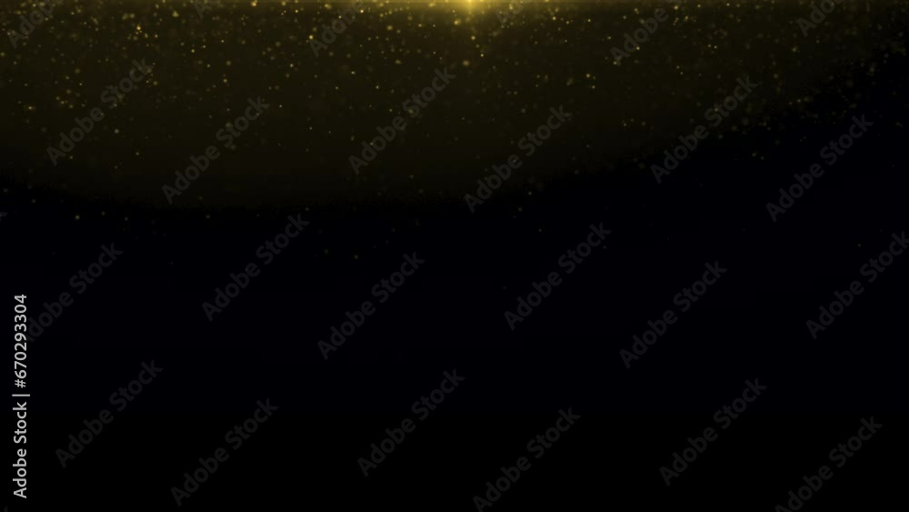 Gold particles abstract background with golden shining stars dust bokeh glitter awards dust. Futuristic glittering fly movement flickering loop in space on black background. Gold particles abstract background with golden shining stars dust bokeh glitter awards dust. Futuristic glittering fly movement flickering loop in space on black background.