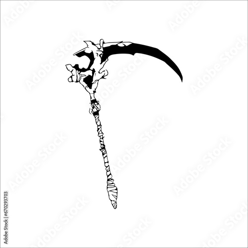 vector illustration of scythe weapon