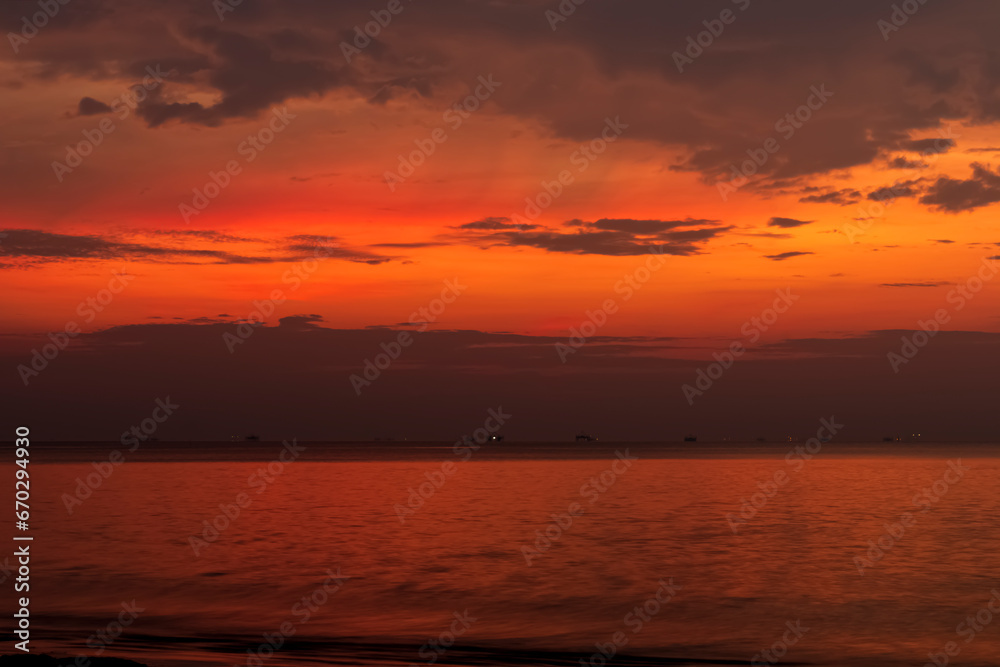 The view of the sunrise at the beautiful Panrita Lopi beach.