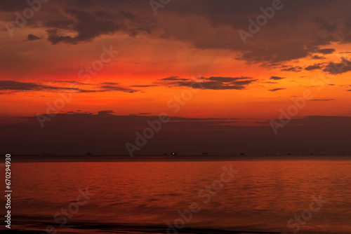 The view of the sunrise at the beautiful Panrita Lopi beach.