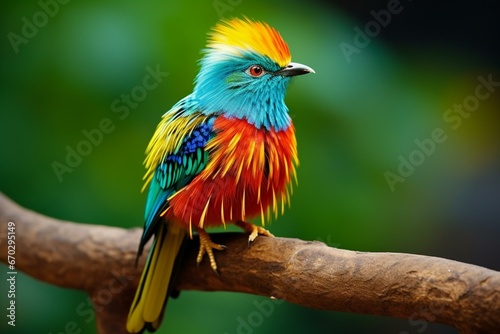 Colorful bird with plumage. Generative AI