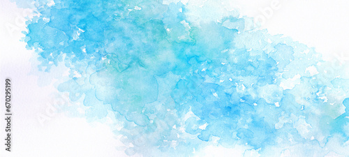 爽やかな青色の水彩背景　背景イラスト　テクスチャ素材