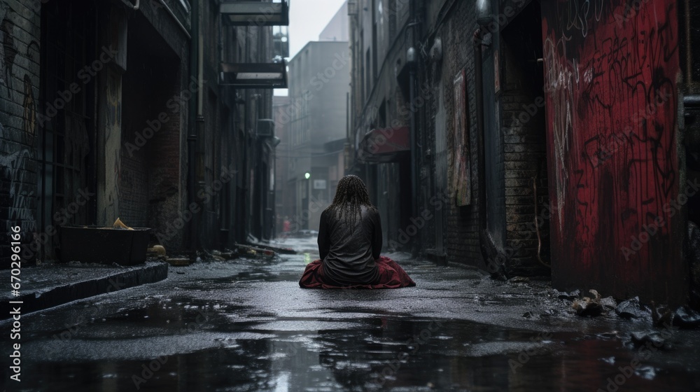 person feeling abandoned on a desolate street generative ai - obrazy, fototapety, plakaty 