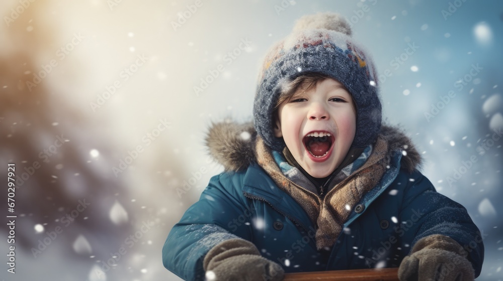 child sledding down a snowy hill generative ai child sledding down a snowy hill generative ai