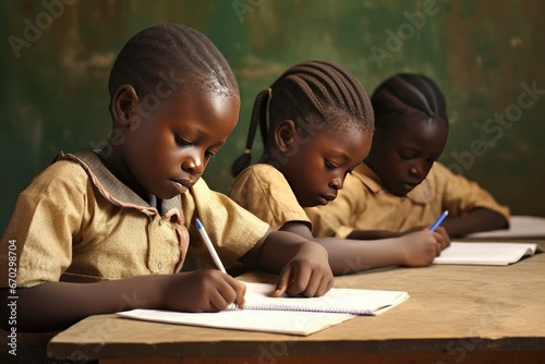 desk their sitting whilst homework write pens blue holding re they school african essay writing students ethnicity doing children adolescence africa beautiful black building childhood photo