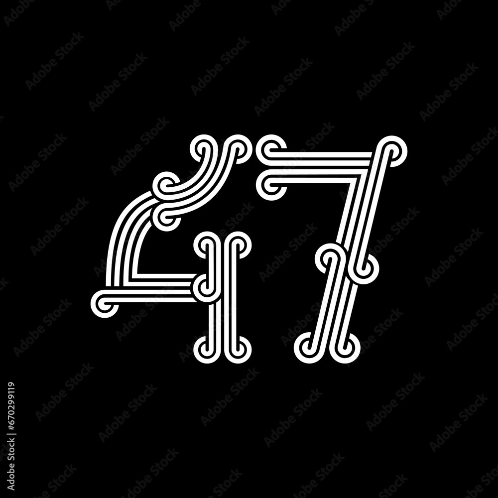 the logo consists of the number 4 and 7 combined. Outline and elegant. the logo consists of the number 4 and 7 combined. Outline and elegant.