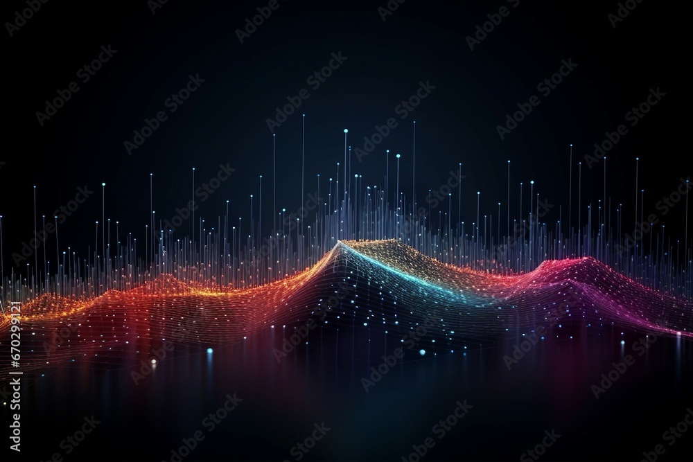concept technology connection data big business network social internationalization design line wave intricate aesthetic gradient connect point dot abstract binary blue code colours - obrazy, fototapety, plakaty 