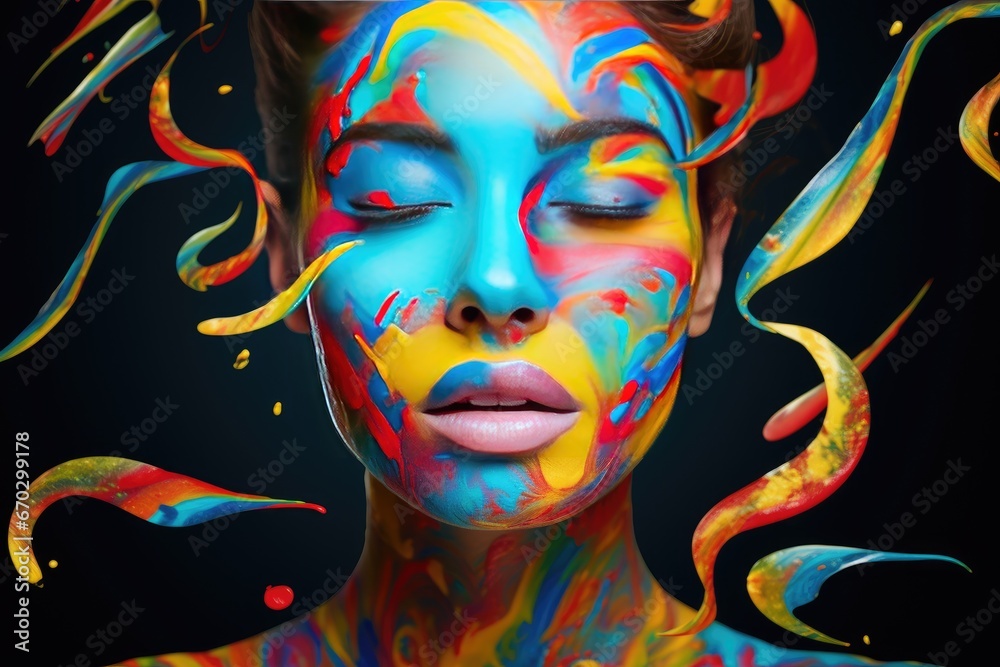 notes make colorful art girl beautiful abstract adult beauty body bright caucasian ceremonial colours coloured craft creativity cute design elegance emotion ethnicity expression