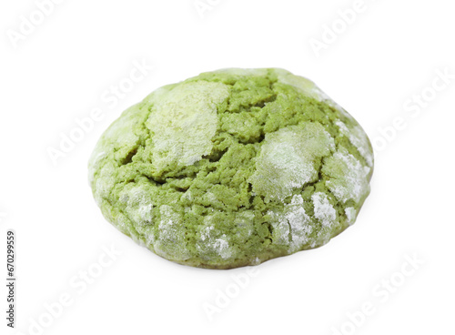 One tasty matcha cookie isolated on white