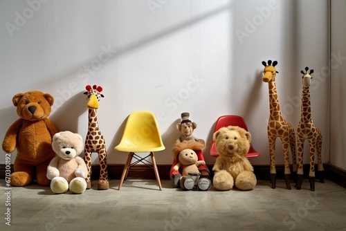 animal toys waiting room hospital accident assistance banner care center chair children clinic copy space crash doctor family first aid giraffe header health help ill disease in a row infirmary photo
