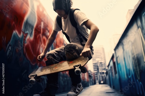 concept sports extreme freestyle practice skateboarding action active artwork athletic boy casual attire energy exercise extreme sport fashion freestyle graffiti healthy lifestyle hipster