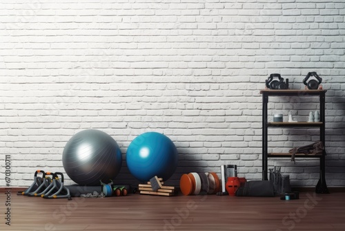 text Space wall brick floor inventory fitness Set active athlete background ball body care center clinic copy different doctor dumbbell equipment exercise fit gym health healthy hobby hospital indoo