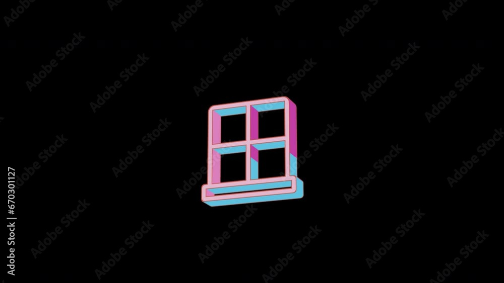 Bright window frame icon is jumping merrily. Retro style. Alpha channel black. Looped from frame 120 to 240, Alpha BW at the end Bright window frame icon is jumping merrily. Retro style. Alpha channel black. Looped from frame 120 to 240, Alpha BW at the end