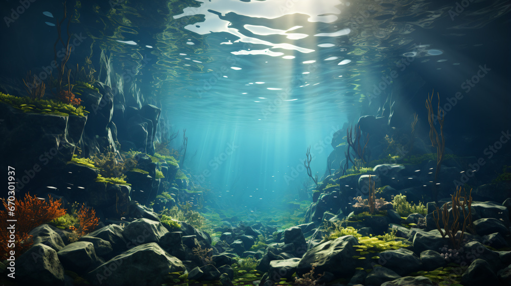 Fototapeta premium scene in the sea water - Generative AI