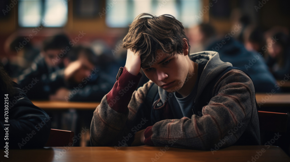 person expressing sadness in a school generative ai