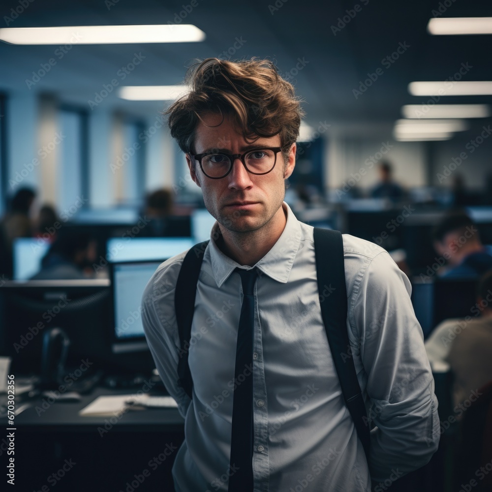 Obraz premium person expressing concern at work generative ai