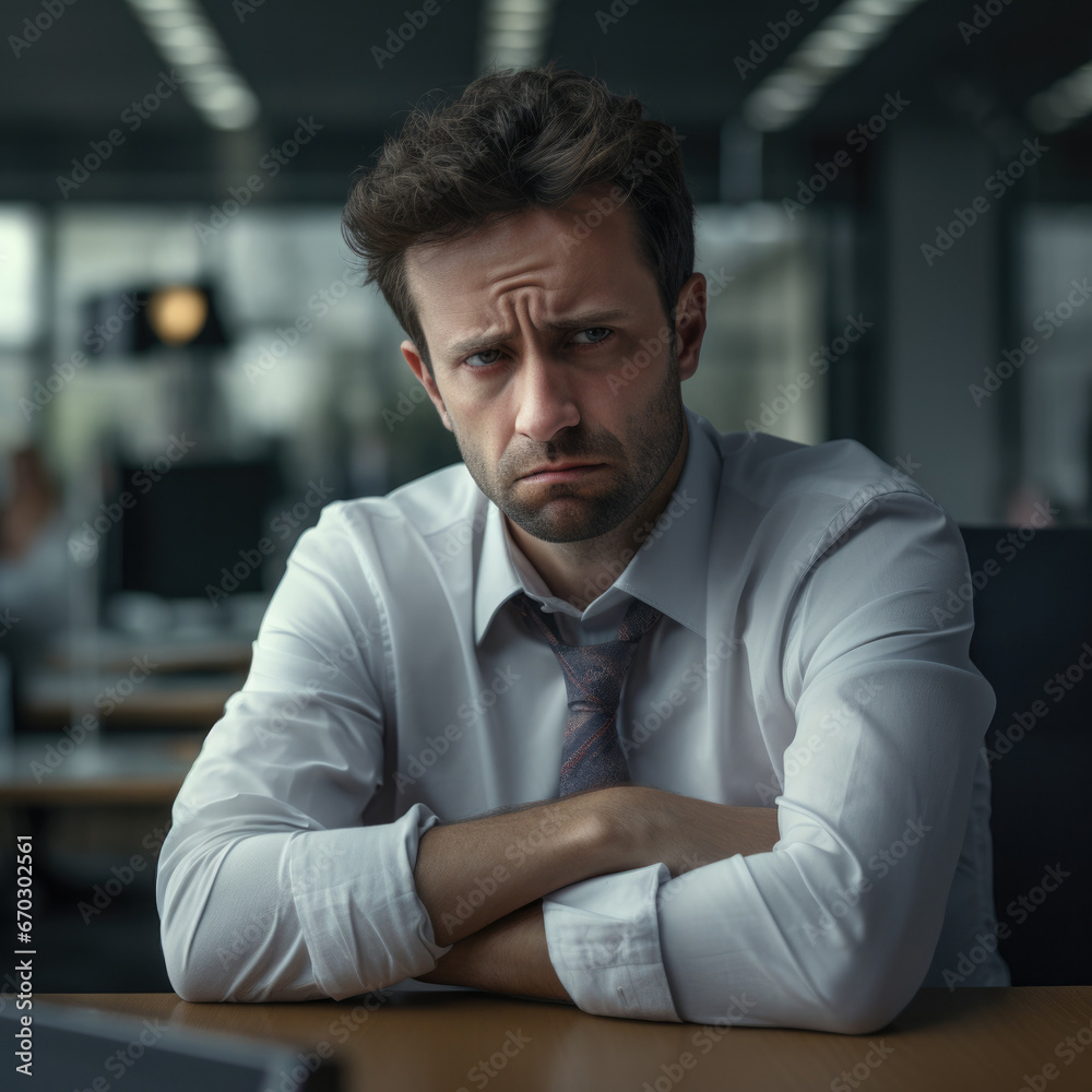 Obraz premium person expressing concern at work generative ai