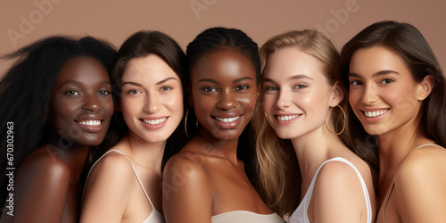 an photo where diverse people of race. cosmetics, advertising - Generative AI
