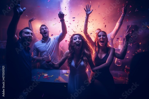 indoors place modern bar cool new festive student year summer best out hanging fun having ladies guys carefree positive cheery cheerful stylish attractive nice audience careless photo