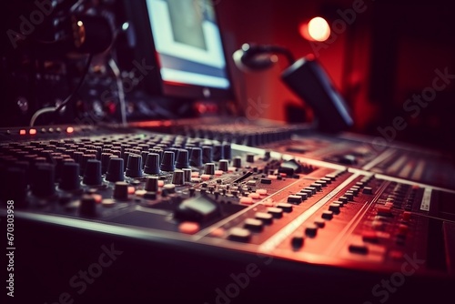 desk control studio recording boutique close audio balance board broadcast buttons cable grooved computer console digital display dj effect electronic engineer equalizer equipment fader