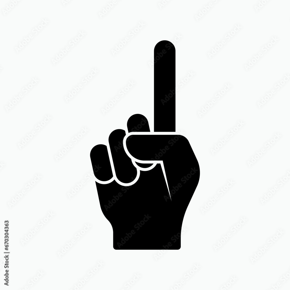 Hand Finger Icon. Number One, Top Position Symbol. Hand Finger Icon. Number One, Top Position Symbol.