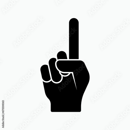 Hand  Finger Icon. Number One, Top Position Symbol.