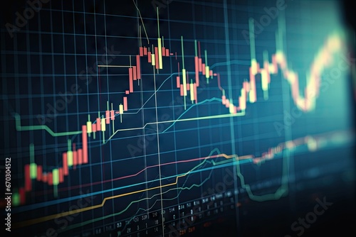 background monitor color blue market stock graph candlestick line uptrend chart financial closeup banking blurred business colours commodity crypto currency dark datum economy finance forex