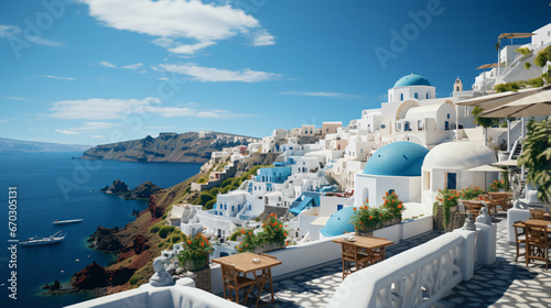 Here s a photo of a rather famous view of Santorini in Greece - Generative AI