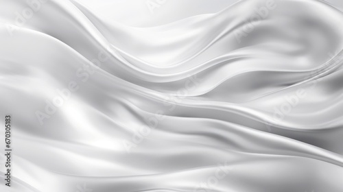 Close up of silver silk background, Abstract white cloth fabric wave © AITTHIPHONG