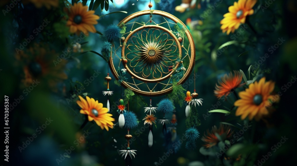 A Dreamcatcher Daisy surrounded by lush greenery, its petals vividly colored and every detail captured in