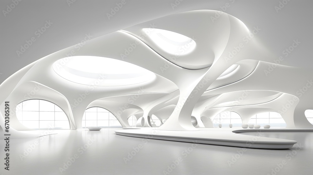 Fototapeta premium Abstract white architecture background, white geometric wallpaper