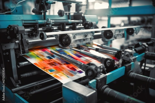 production machine printing offset close black closer commercial concept colours engineering enter equipment factory gear indoor industrial industry ink interior machinery manufacturing