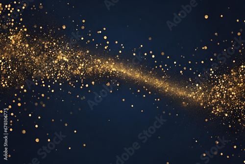 starry night sky, Golden glitter explosion on dark black background, Meteor. Glitter background, Golden Glitter Explosion on Black