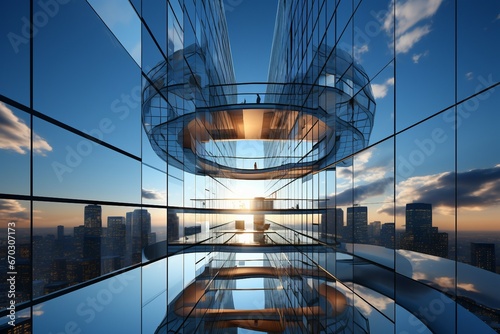 building glass perspective view morning render 3d background business real downtown window surface skyscraper apartment steel economy pane property estate contemporary commercial striped smooth photo