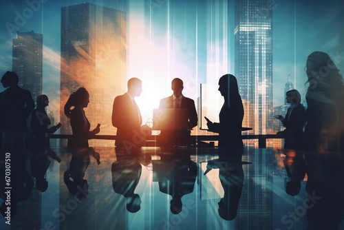 effects light exposure double partnership teamwork concept office together work people business silhouette   business collaborate double exposure office partner partnership people team