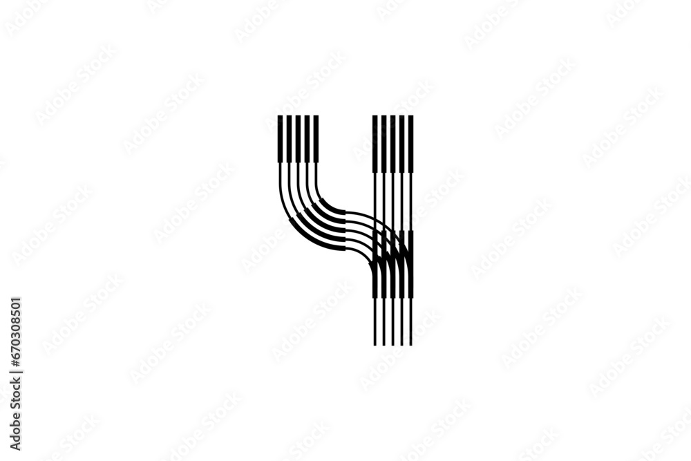 Logo 4 Letter monogram parallel line, number Design Template. Logo 4 Letter monogram parallel line, number Design Template.