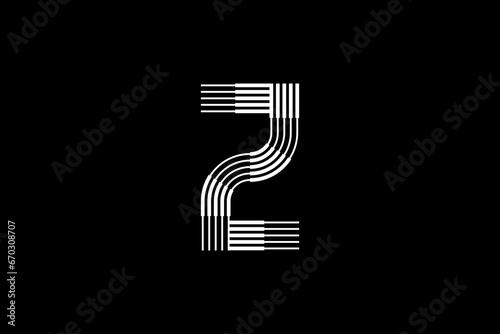 Logo Z Letter monogram parallel lines shapes, Alphabet Design Template.