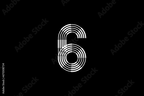 Logo 6 Letter monogram parallel line, number Design Template.