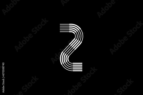 Logo 2 Letter monogram parallel lines, number Design Template. photo