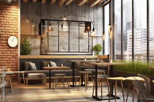 cafe shop coffee design loft wall brick interior modern cafes bar hot drink eatery luxury architecture decor pub room building retro three-dimensional old cosy style decoration food area