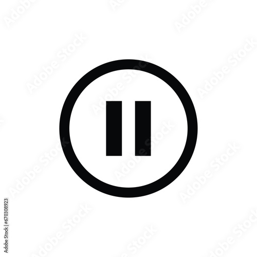 black pause icon inside a circle transparant backgorund flat design pause button symbol