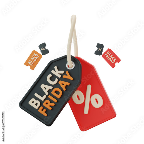 Coupon Discount Black Friday 3D Illustrations